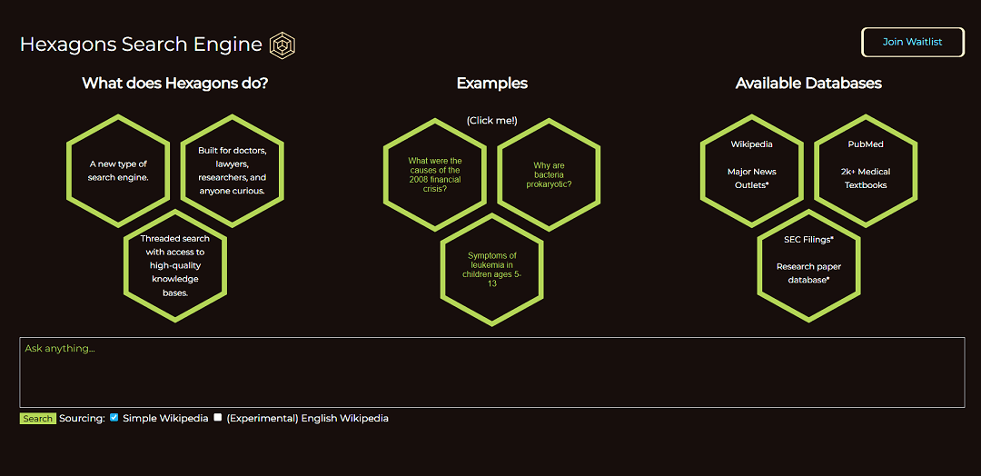 Hexagons Search Engine